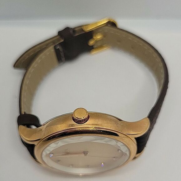 Fossil Women’s Gold-Tone Crystal Dial Leather Strap Watch - Brown main image 5